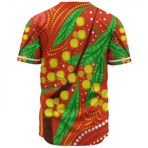 Australia Aboriginal Baseball Shirt - Aboriginal Dot Art Of Australian Yellow Wattle Painting Baseball Shirt Australia Aboriginal Baseball Shirt - Aboriginal Dot Art Of Australian Yellow Wattle Painting Baseball Shirt