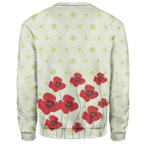 Australia Aboriginal Sweatshirt - Poppy Flowers Background In Aboriginal Dot Art Style Sweatshirt Australia Aboriginal Sweatshirt - Poppy Flowers Background In Aboriginal Dot Art Style Sweatshirt