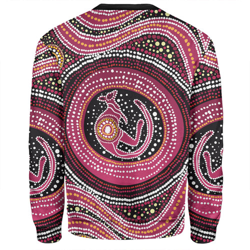 Australia Aboriginal Sweatshirt - Aboriginal Background Featuring Kangaroo Dot Design Sweatshirt Australia Aboriginal Sweatshirt - Aboriginal Background Featuring Kangaroo Dot Design Sweatshirt