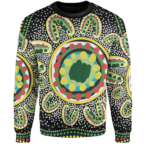 Australia Aboriginal Sweatshirt - Aboriginal Art Painting Decorated With The Colorful Dots Sweatshirt