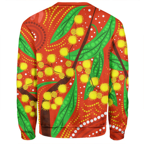 Australia Aboriginal Sweatshirt - Aboriginal Dot Art Of Australian Yellow Wattle Painting Sweatshirt Australia Aboriginal Sweatshirt - Aboriginal Dot Art Of Australian Yellow Wattle Painting Sweatshirt