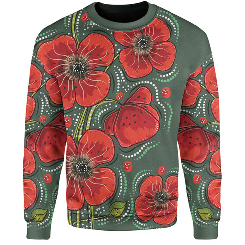 Australia Aboriginal Sweatshirt - Aboriginal Style Australian Poppy Flower Background Sweatshirt