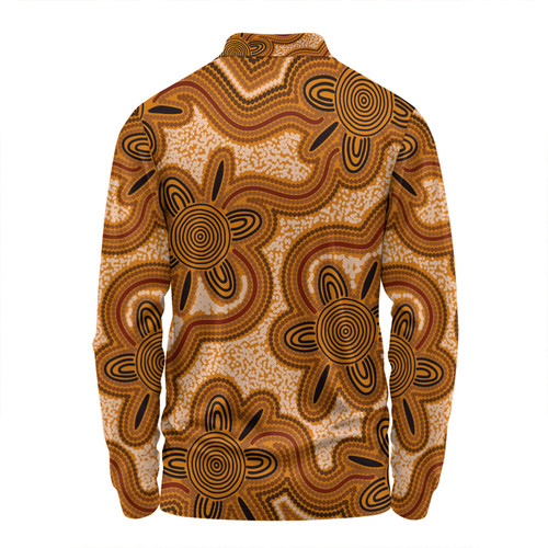 Australia Aboriginal Long Sleeve Polo Shirt - Brown Aboriginal Style Dot Painting Long Sleeve Polo Shirt Australia Aboriginal Long Sleeve Polo Shirt - Brown Aboriginal Style Dot Painting Long Sleeve Polo Shirt
