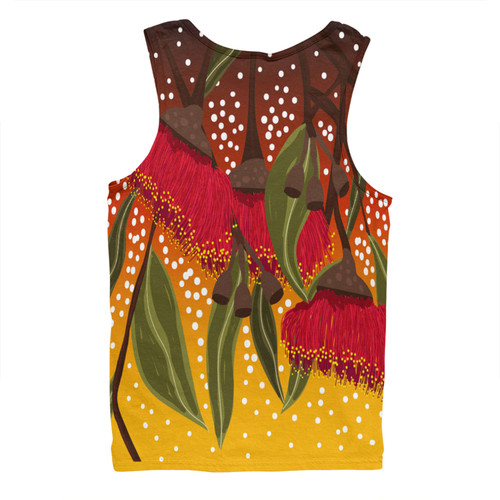 Australia Aboriginal Men Singlet - Red Eucalyptus Aboriginal Dot Art Men Singlet