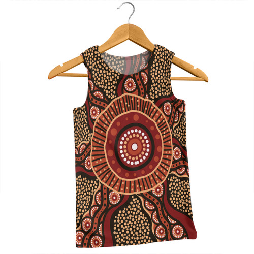 Australia Aboriginal Men Singlet - Brown Aboriginal Style Dot Painting Men Singlet