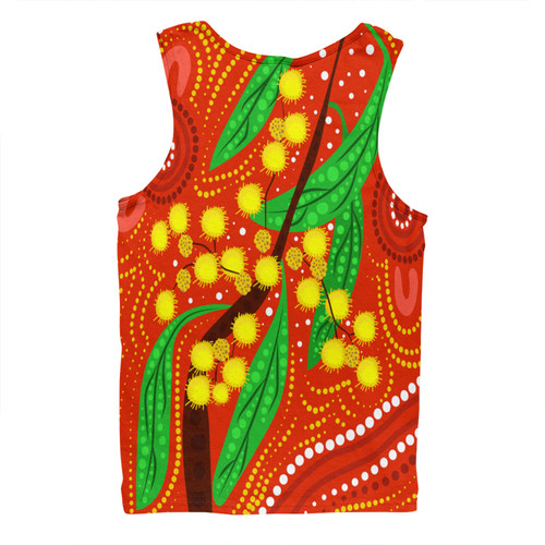 Australia Aboriginal Men Singlet - Aboriginal Dot Art Of Australian Yellow Wattle Painting Men Singlet Australia Aboriginal Men Singlet - Aboriginal Dot Art Of Australian Yellow Wattle Painting Men Singlet