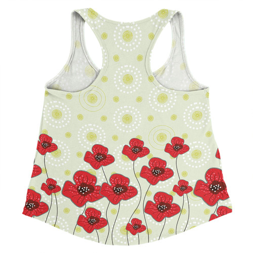 Australia Aboriginal Women Racerback Singlet - Poppy Flowers Background In Aboriginal Dot Art Style Women Racerback Singlet Australia Aboriginal Women Racerback Singlet - Poppy Flowers Background In Aboriginal Dot Art Style Women Racerback Singlet