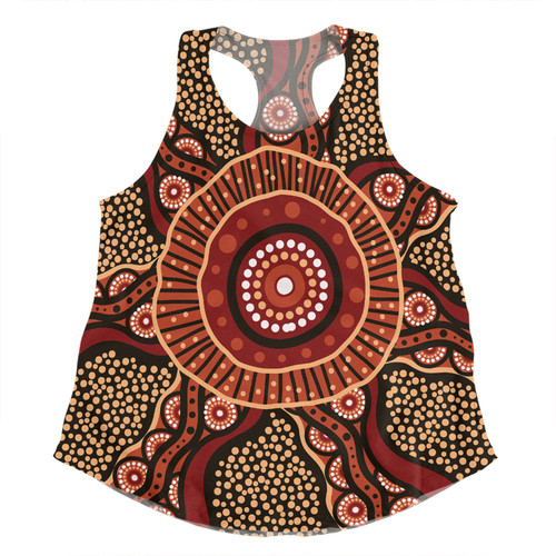 Australia Aboriginal Women Racerback Singlet - Brown Aboriginal Style Dot Painting Women Racerback Singlet