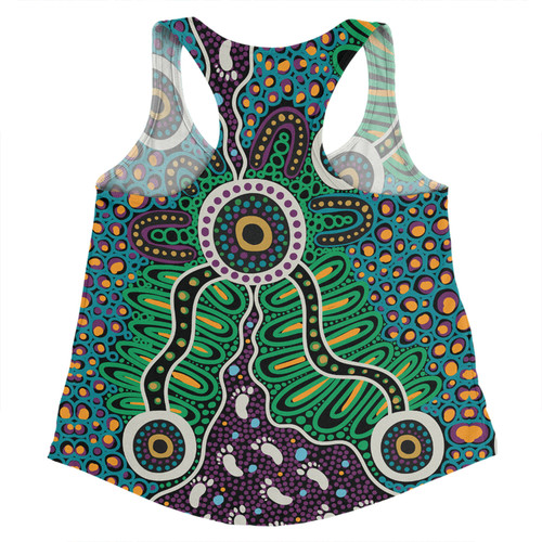 Australia Aboriginal Women Racerback Singlet - A Dot Painting In The Style Of Indigenous Australian Art Women Racerback Singlet Australia Aboriginal Women Racerback Singlet - A Dot Painting In The Style Of Indigenous Australian Art Women Racerback Singlet