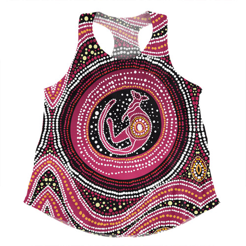 Australia Aboriginal Women Racerback Singlet - Aboriginal Background Featuring Kangaroo Dot Design Women Racerback Singlet