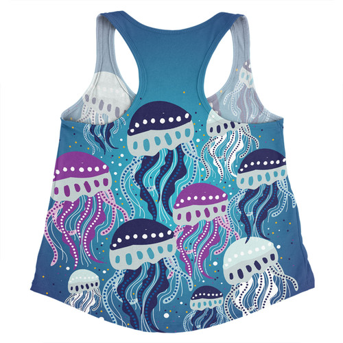 Australia Aboriginal Women Racerback Singlet - Aboriginal Art Painting With Jellyfish Women Racerback Singlet