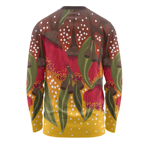 Australia Aboriginal Long Sleeve T-shirt - Red Eucalyptus Aboriginal Dot Art Long Sleeve T-shirt Australia Aboriginal Long Sleeve T-shirt - Red Eucalyptus Aboriginal Dot Art Long Sleeve T-shirt
