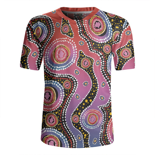 Australia Aboriginal Rugby Jersey - Aboriginal Background Featuring Dot Design Rugby Jersey