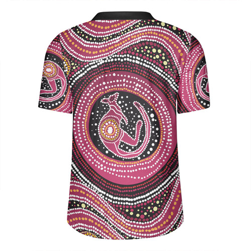 Australia Aboriginal Rugby Jersey - Aboriginal Background Featuring Kangaroo Dot Design Rugby Jersey Australia Aboriginal Rugby Jersey - Aboriginal Background Featuring Kangaroo Dot Design Rugby Jersey