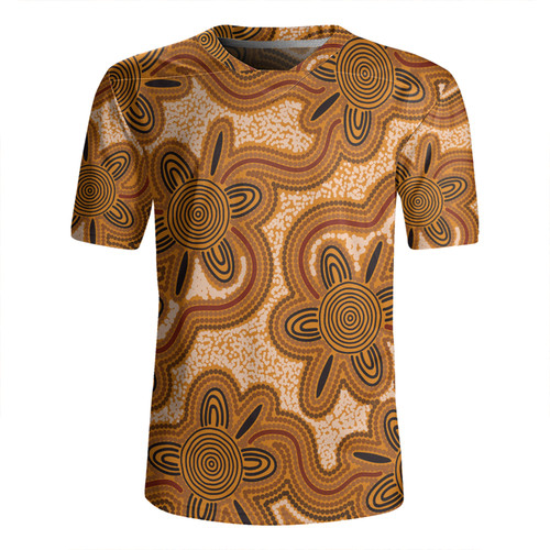 Australia Aboriginal Rugby Jersey - Aboriginal Art Background Connection Concept Rugby Jersey