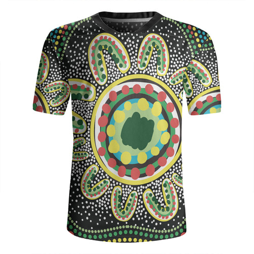 Australia Aboriginal Rugby Jersey - Aboriginal Art Painting Decorated With The Colorful Dots Rugby Jersey