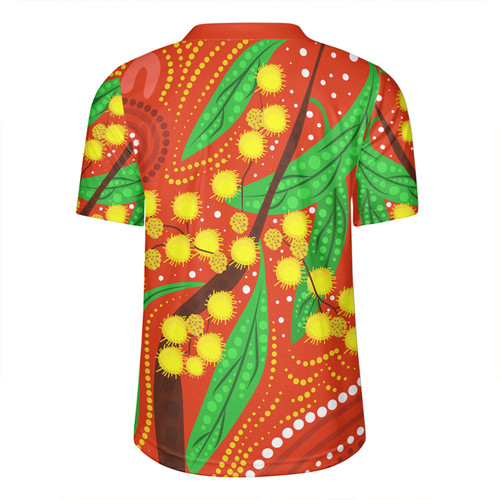 Australia Aboriginal Rugby Jersey - Aboriginal Dot Art Of Australian Yellow Wattle Painting Rugby Jersey Australia Aboriginal Rugby Jersey - Aboriginal Dot Art Of Australian Yellow Wattle Painting Rugby Jersey