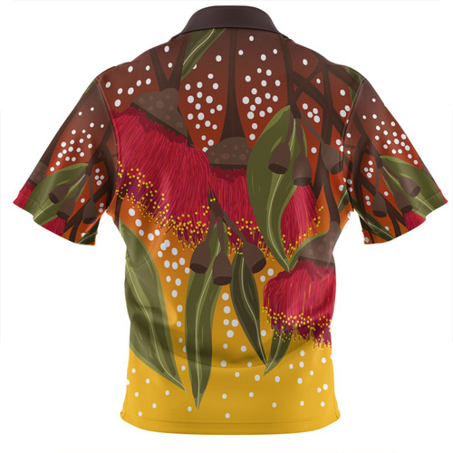 Australia Aboriginal Zip Polo Shirt - Red Eucalyptus Aboriginal Dot Art Zip Polo Shirt Australia Aboriginal Zip Polo Shirt - Red Eucalyptus Aboriginal Dot Art Zip Polo Shirt