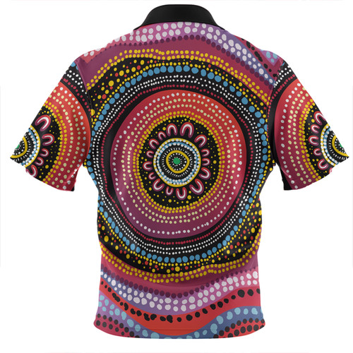 Australia Aboriginal Zip Polo Shirt - Aboriginal Showcasing Dot Art Design Zip Polo Shirt Australia Aboriginal Zip Polo Shirt - Aboriginal Showcasing Dot Art Design Zip Polo Shirt