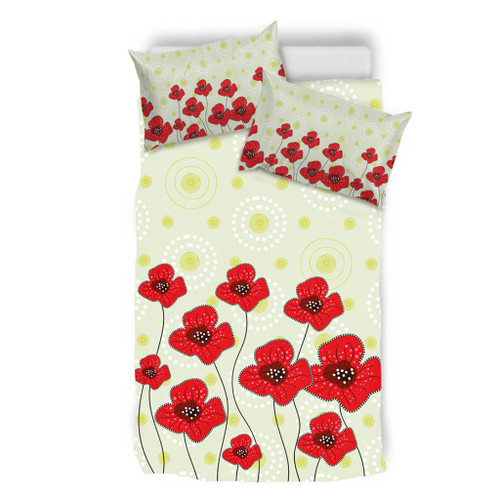 Australia Aboriginal Bedding Set - Poppy Flowers Background In Aboriginal Dot Art Style Bedding Set Australia Aboriginal Bedding Set - Poppy Flowers Background In Aboriginal Dot Art Style Bedding Set