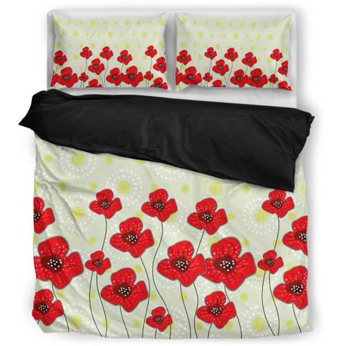 Australia Aboriginal Bedding Set - Poppy Flowers Background In Aboriginal Dot Art Style Bedding Set Australia Aboriginal Bedding Set - Poppy Flowers Background In Aboriginal Dot Art Style Bedding Set
