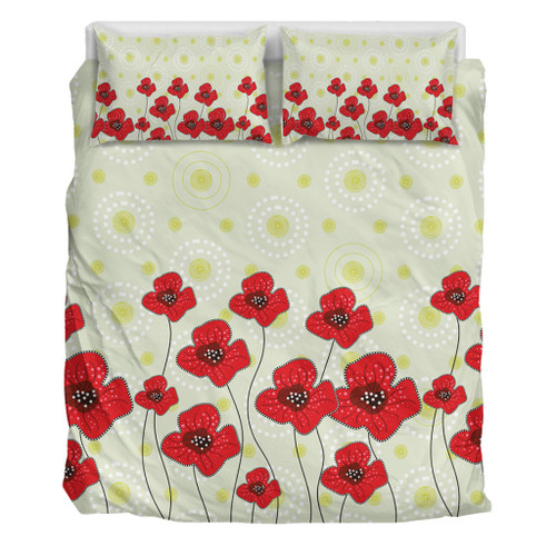 Australia Aboriginal Bedding Set - Poppy Flowers Background In Aboriginal Dot Art Style Bedding Set Australia Aboriginal Bedding Set - Poppy Flowers Background In Aboriginal Dot Art Style Bedding Set