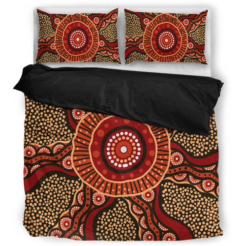 Australia Aboriginal Bedding Set - Brown Aboriginal Style Dot Painting Bedding Set