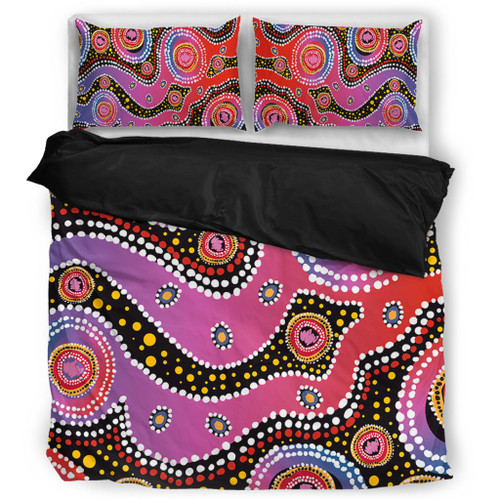 Australia Aboriginal Bedding Set - Aboriginal Background Featuring Dot Design Bedding Set Australia Aboriginal Bedding Set - Aboriginal Background Featuring Dot Design Bedding Set