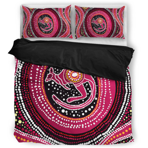 Australia Aboriginal Bedding Set - Aboriginal Background Featuring Kangaroo Dot Design Bedding Set