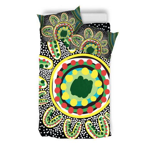Australia Aboriginal Bedding Set - Aboriginal Art Painting Decorated With The Colorful Dots Bedding Set