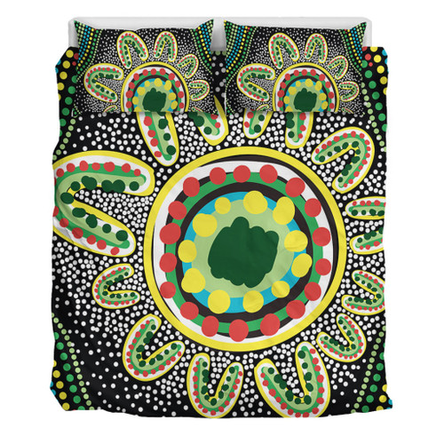 Australia Aboriginal Bedding Set - Aboriginal Art Painting Decorated With The Colorful Dots Bedding Set