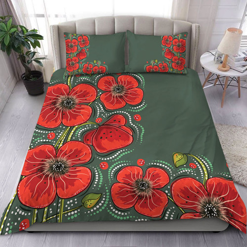 Australia Aboriginal Bedding Set - Aboriginal Style Australian Poppy Flower Background Bedding Set