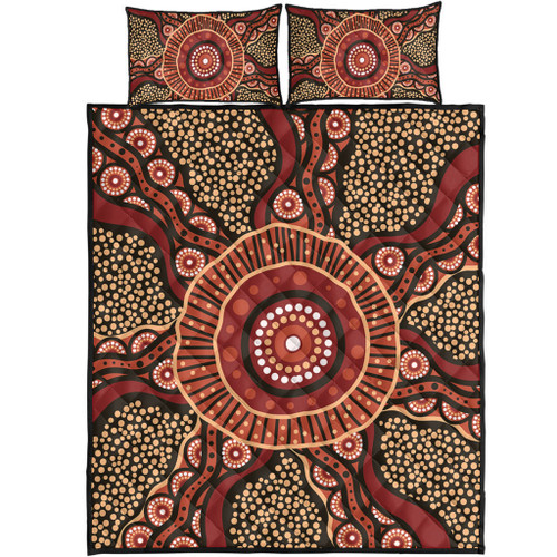 Australia Aboriginal Quilt Bed Set - Brown Aboriginal Style Dot Painting Quilt Bed Set Australia Aboriginal Quilt Bed Set - Brown Aboriginal Style Dot Painting Quilt Bed Set