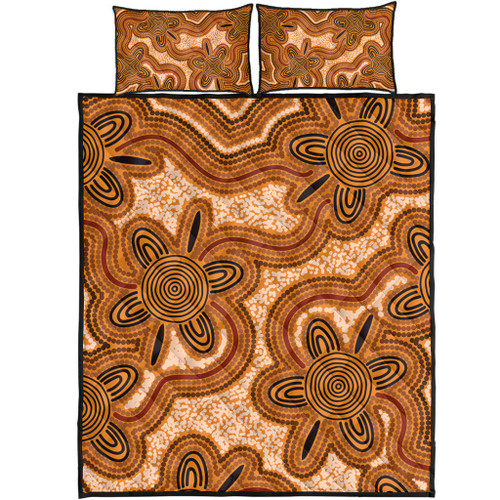 Australia Aboriginal Quilt Bed Set - Aboriginal Art Background Connection Concept Quilt Bed Set Australia Aboriginal Quilt Bed Set - Aboriginal Art Background Connection Concept Quilt Bed Set