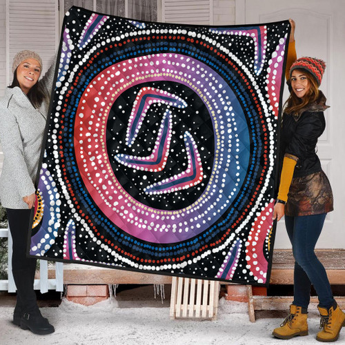 Australia Aboriginal Quilt - Aboriginal Boomerang Dot Art Quilt Australia Aboriginal Quilt - Aboriginal Boomerang Dot Art Quilt
