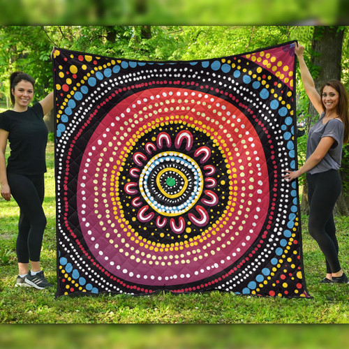 Australia Aboriginal Quilt - Aboriginal Showcasing Dot Art Design Quilt Australia Aboriginal Quilt - Aboriginal Showcasing Dot Art Design Quilt