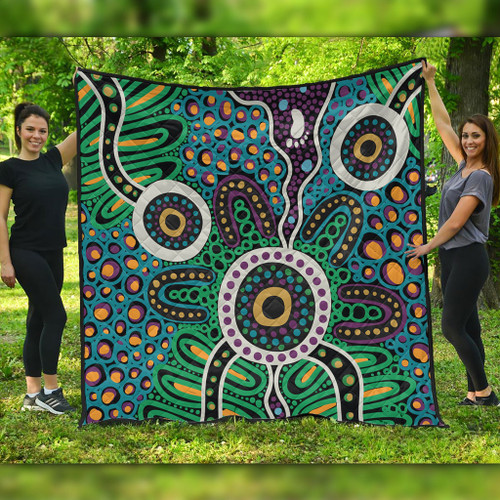 Australia Aboriginal Quilt - A Dot Painting In The Style Of Indigenous Australian Art Quilt Australia Aboriginal Quilt - A Dot Painting In The Style Of Indigenous Australian Art Quilt