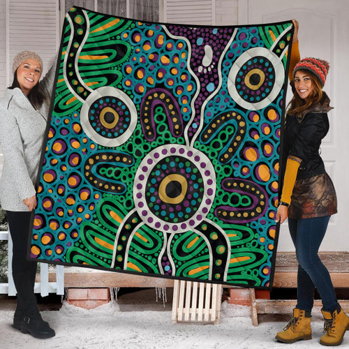 Australia Aboriginal Quilt - A Dot Painting In The Style Of Indigenous Australian Art Quilt Australia Aboriginal Quilt - A Dot Painting In The Style Of Indigenous Australian Art Quilt