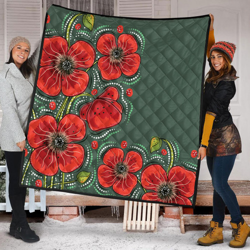 Australia Aboriginal Quilt - Aboriginal Style Australian Poppy Flower Background Quilt Australia Aboriginal Quilt - Aboriginal Style Australian Poppy Flower Background Quilt