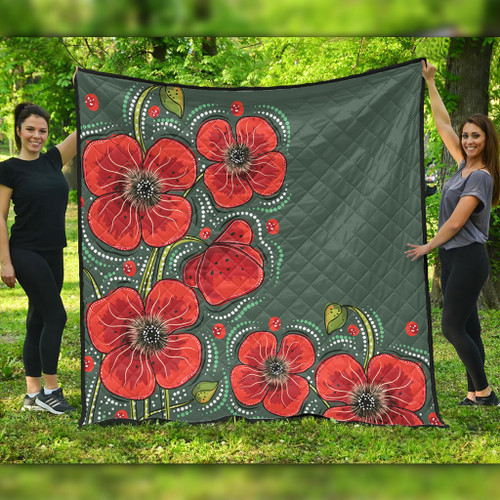 Australia Aboriginal Quilt - Aboriginal Style Australian Poppy Flower Background Quilt Australia Aboriginal Quilt - Aboriginal Style Australian Poppy Flower Background Quilt