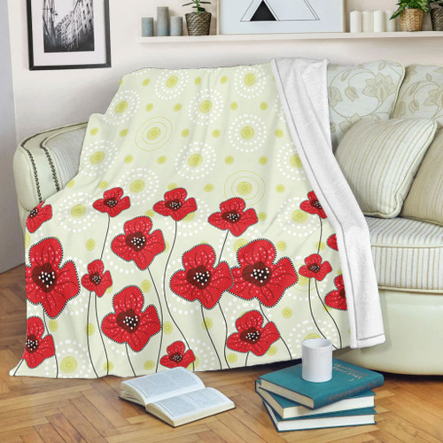 Australia Aboriginal Blanket - Poppy Flowers Background In Aboriginal Dot Art Style Blanket Australia Aboriginal Blanket - Poppy Flowers Background In Aboriginal Dot Art Style Blanket