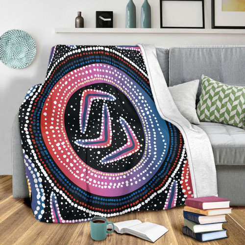 Australia Aboriginal Blanket - Aboriginal Boomerang Dot Art Blanket Australia Aboriginal Blanket - Aboriginal Boomerang Dot Art Blanket