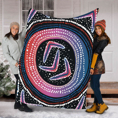 Australia Aboriginal Blanket - Aboriginal Boomerang Dot Art Blanket Australia Aboriginal Blanket - Aboriginal Boomerang Dot Art Blanket