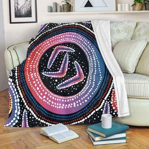 Australia Aboriginal Blanket - Aboriginal Boomerang Dot Art Blanket Australia Aboriginal Blanket - Aboriginal Boomerang Dot Art Blanket