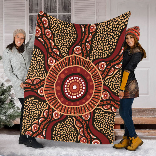 Australia Aboriginal Blanket - Brown Aboriginal Style Dot Painting Blanket