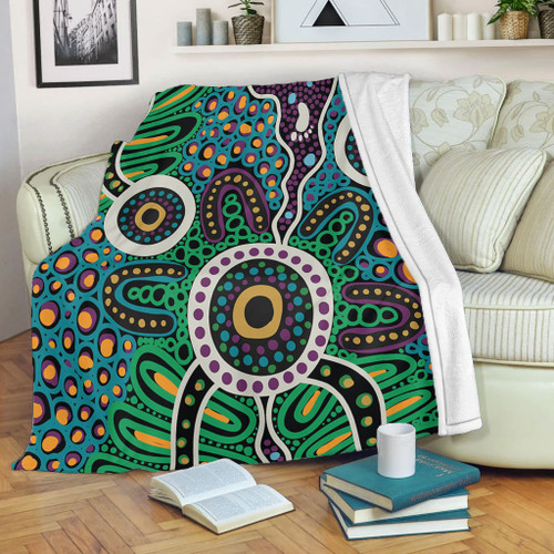 Australia Aboriginal Blanket - A Dot Painting In The Style Of Indigenous Australian Art Blanket