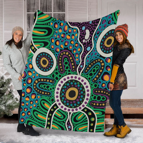 Australia Aboriginal Blanket - A Dot Painting In The Style Of Indigenous Australian Art Blanket