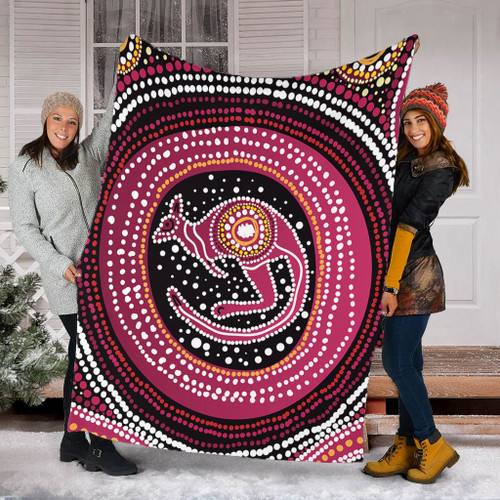 Australia Aboriginal Blanket - Aboriginal Background Featuring Kangaroo Dot Design Blanket Australia Aboriginal Blanket - Aboriginal Background Featuring Kangaroo Dot Design Blanket