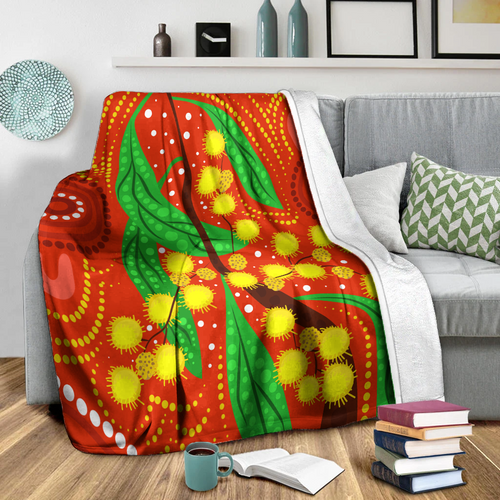 Australia Aboriginal Blanket - Aboriginal Dot Art Of Australian Yellow Wattle Painting Blanket Australia Aboriginal Blanket - Aboriginal Dot Art Of Australian Yellow Wattle Painting Blanket