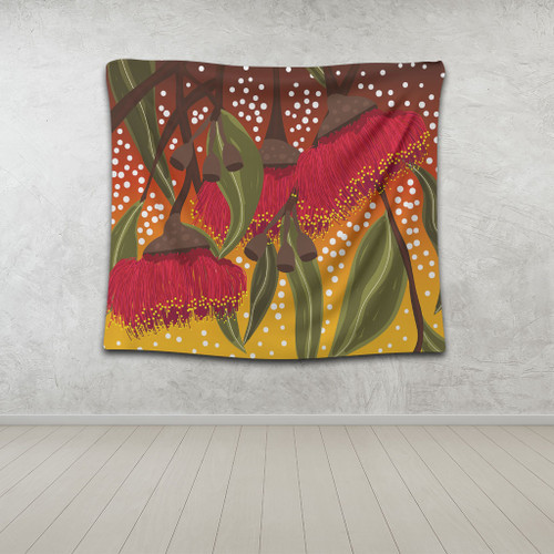Australia Aboriginal Tapestry - Red Eucalyptus Aboriginal Dot Art Tapestry Australia Aboriginal Tapestry - Red Eucalyptus Aboriginal Dot Art Tapestry
